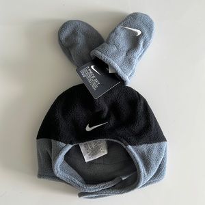 Infant Nike Black Gray beanie & mittens